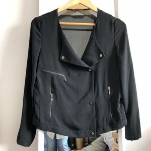 Zara Black Sheer Chiffon Motorcycle Jacket